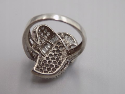 Stary damski srebrny pierścionek CYRKONIE roz. 14 srebro VINTAGE biżuteria