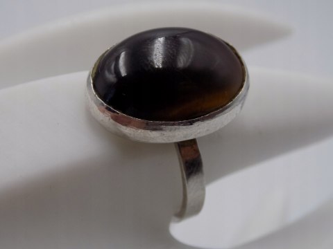 Stary damski srebrny pierścionek TYGRYSIE OKO roz. 21 srebro VINTAGE