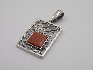 Stary damski wisiorek/zawieszka PIASEK PUSTYNI srebro 925 VINTAGE biżuteria