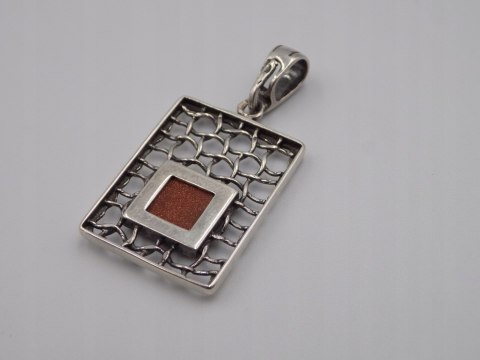 Stary damski wisiorek/zawieszka PIASEK PUSTYNI srebro 925 VINTAGE biżuteria