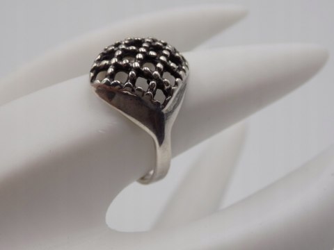 Stary, piękny, ażurowy srebrny pierścionek roz. 15 srebro VINTAGE biżuteria