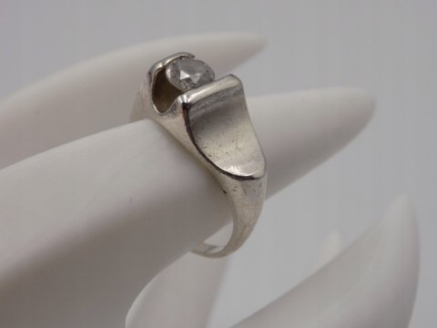 Stary piękny srebrny pierścionek CYRKONIA roz. 12 srebro VINTAGE biżuteria