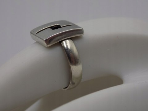 Stary, piękny, srebrny pierścionek KWADRAT roz. 15 srebro VINTAGE biżuteria