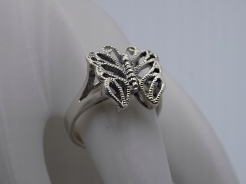 Stary, piękny, srebrny, pierścionek MOTYL roz. 18 srebro VINTAGE biżuteria