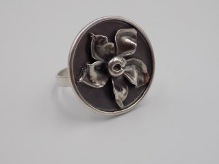 Stary, srebrny, damski pierścionek KWIATEK - roz. 15 srebro 925 VINTAGE