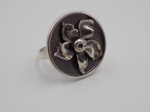 Stary, srebrny, damski pierścionek KWIATEK - roz. 15 srebro 925 VINTAGE