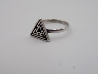 Stary, srebrny, damski pierścionek TRÓJKĄT roz. 16 srebro VINTAGE biżuteria