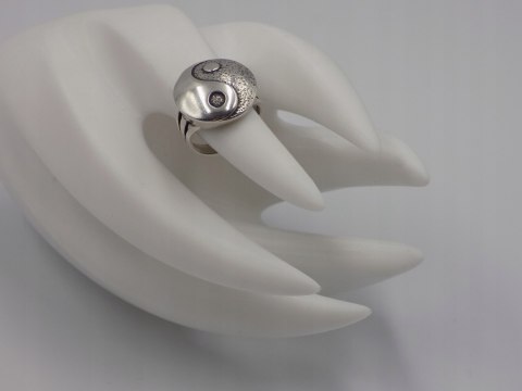 Stary, srebrny, damski pierścionek Yin Yang - roz. 10 srebro 925 VINTAGE