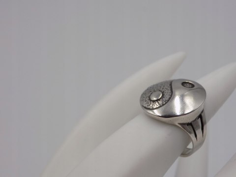 Stary, srebrny, damski pierścionek Yin Yang - roz. 10 srebro 925 VINTAGE