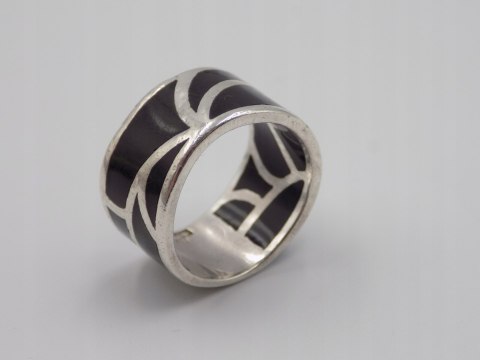 Stary, srebrny, damski pierścionek/obrączka AKRYL roz. 16/17 srebro VINTAGE