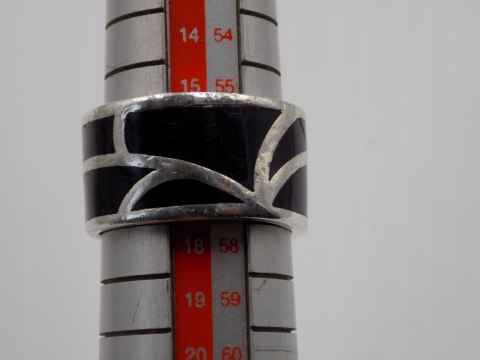 Stary, srebrny, damski pierścionek/obrączka AKRYL roz. 16/17 srebro VINTAGE