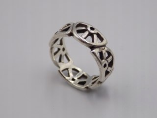 Stary srebrny piękny ażurowy pierścionek / obrączka roz. 17 srebro VINTAGE