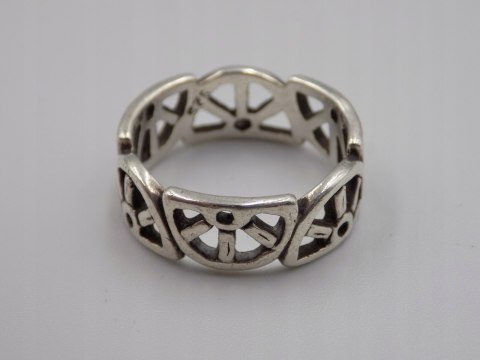 Stary srebrny piękny ażurowy pierścionek / obrączka roz. 17 srebro VINTAGE