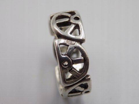 Stary srebrny piękny ażurowy pierścionek / obrączka roz. 17 srebro VINTAGE