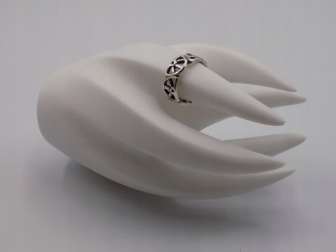 Stary srebrny piękny ażurowy pierścionek / obrączka roz. 17 srebro VINTAGE