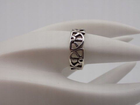 Stary srebrny piękny ażurowy pierścionek / obrączka roz. 17 srebro VINTAGE