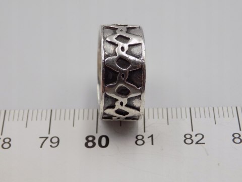 Stary srebrny piękny pierścionek obrączka WZOREK roz. 13/14 srebro VINTAGE