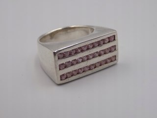 Stary, srebrny,pierścionek CYRKONIE roz. 15/16 srebro 925 VINTAGE biżuteria