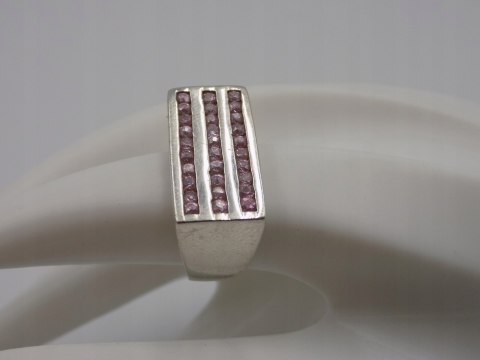 Stary, srebrny,pierścionek CYRKONIE roz. 15/16 srebro 925 VINTAGE biżuteria