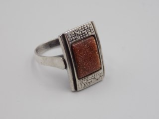 Stary, srebrny, pierścionek PIASEK PUSTYNI roz. 14 srebro VINTAGE biżuteria