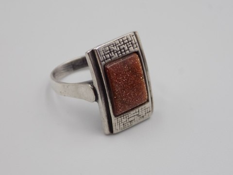 Stary, srebrny, pierścionek PIASEK PUSTYNI roz. 14 srebro VINTAGE biżuteria