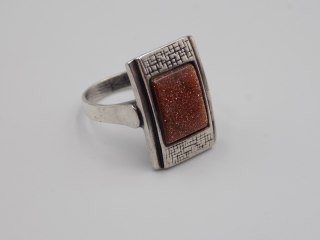 Stary, srebrny, pierścionek PIASEK PUSTYNI roz. 14 srebro VINTAGE biżuteria