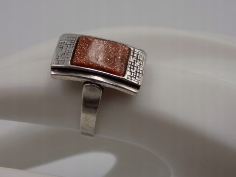 Stary, srebrny, pierścionek PIASEK PUSTYNI roz. 14 srebro VINTAGE biżuteria