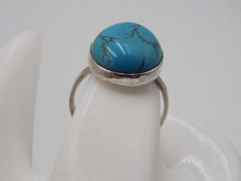 Stary, srebrny, pierścionek TURKUS roz. 16 srebro 925 VINTAGE biżuteria