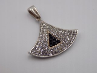 Stary, srebrny, wisiorek / zawieszka CYRKONIE srebro 925 VINTAGE biżuteria