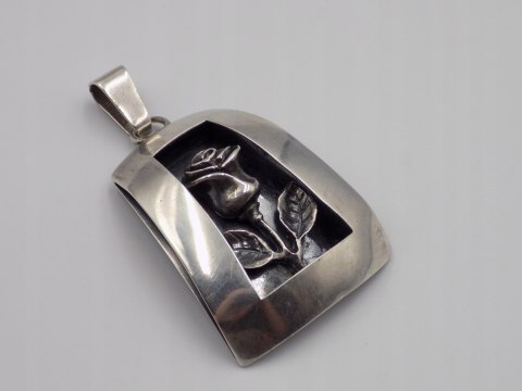 Stary, srebrny, wisiorek / zawieszka RÓŻA srebro 925 VINTAGE biżuteria