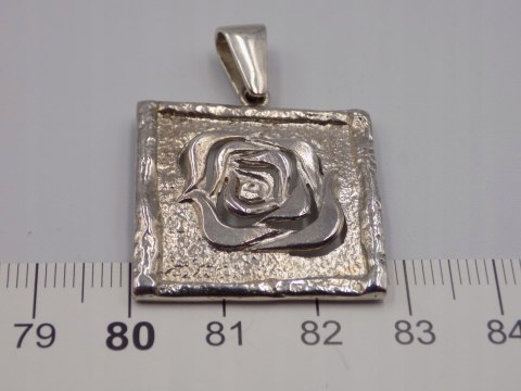 Stary, srebrny, wisiorek / zawieszka RÓŻA srebro 925 VINTAGE biżuteria