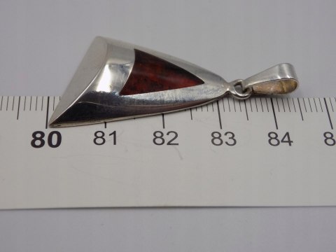 Stary, srebrny wisiorek/zawieszka BURSZTYN srebro 925 VINTAGE biżuteria
