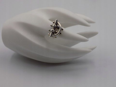 Autorski,stary,srebrny,damski pierścionek KLAMRA roz. 13 srebro 925 VINTAGE