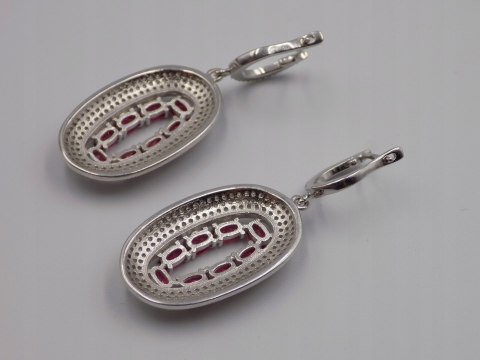 Bajeczne, srebrne, damskie kolczyki CYRKONIE róż - srebro 925 - biżuteria