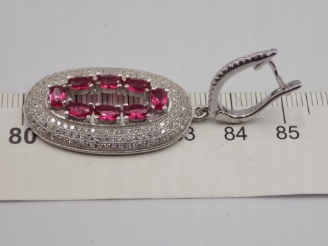 Bajeczne, srebrne, damskie kolczyki CYRKONIE róż - srebro 925 - biżuteria