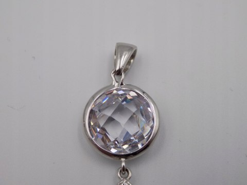 Bajeczny, duży, damski, srebrny wisiorek / zawieszka CYRKONIE - srebro 925