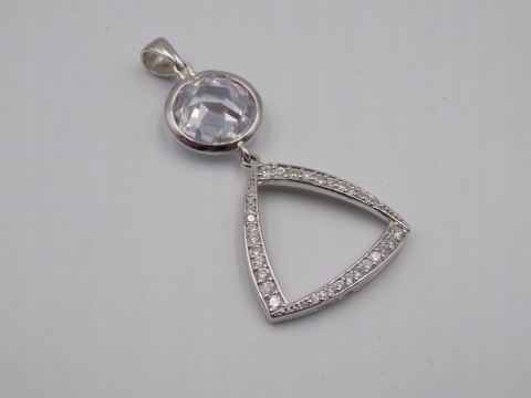Bajeczny, duży, damski, srebrny wisiorek / zawieszka CYRKONIE - srebro 925