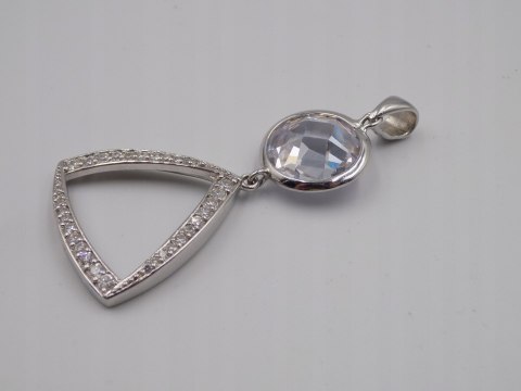 Bajeczny, duży, damski, srebrny wisiorek / zawieszka CYRKONIE - srebro 925