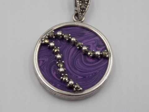 Damski srebrny wisiorek, zawieszka - czaroit + markazyty - srebro 925