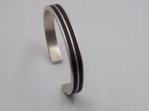 Piękna, damska, srebrna bransoletka BANGLA, KOŁO + guma srebro 925 GLtd