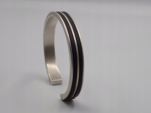 Piękna, damska, srebrna bransoletka BANGLA, KOŁO + guma srebro 925 GLtd