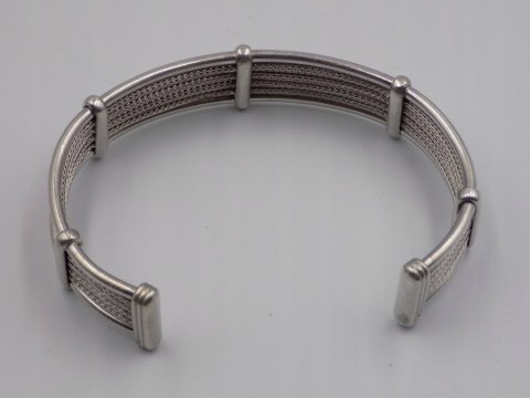 Piękna, damska, srebrna bransoletka BANGLA otwarta LISI OGON - srebro 925