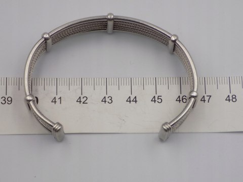 Piękna, damska, srebrna bransoletka BANGLA otwarta LISI OGON - srebro 925