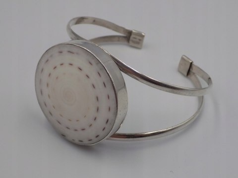 Piękna, damska, srebrna bransoletka BANGLA otwarta MUSZLA - srebro 925