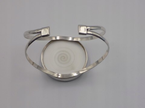 Piękna, damska, srebrna bransoletka BANGLA otwarta MUSZLA - srebro 925