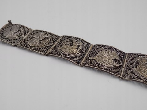 Piękna, damska, stara, srebrna bransoletka FILIGRAN EGIPT - srebro VINTAGE