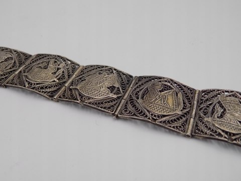 Piękna, damska, stara, srebrna bransoletka FILIGRAN EGIPT - srebro VINTAGE
