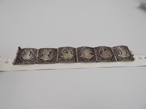 Piękna, damska, stara, srebrna bransoletka FILIGRAN EGIPT - srebro VINTAGE