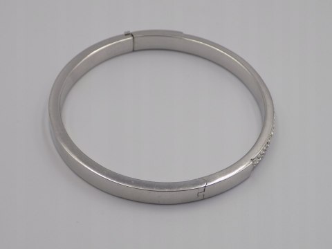 Piękna, srebrna, damska, bransoletka - BANGLA - KOŁO otwierane - cyrkonie