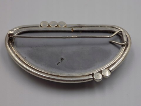 Piękna, stara, damska, duża, srebrna broszka HEMATYT - srebro 925